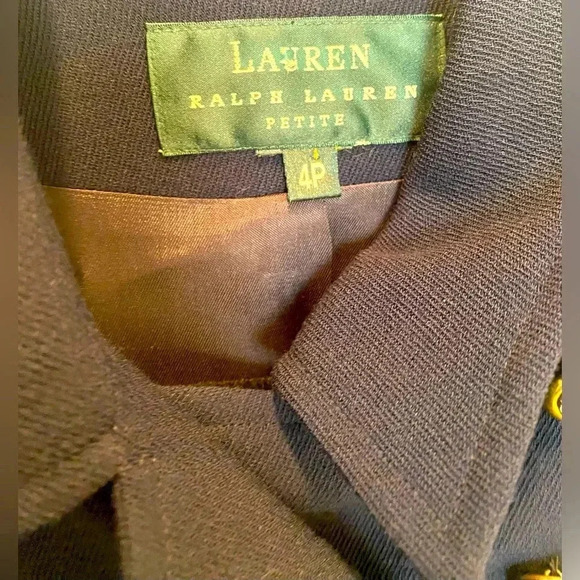 Ralph Lauren Military Blazer Career Utility Jacket Navy Wool Blend Women's EUC - Picture 3 of 11